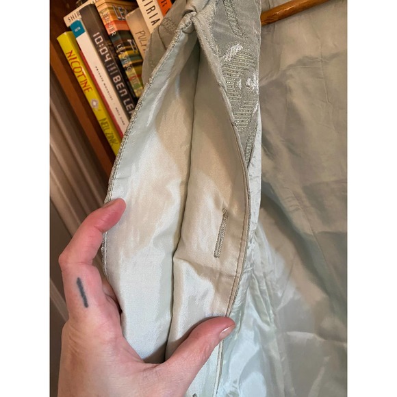 Vintage Handmade Brocade Duster Jacket, Sea/Mint Green, size S-M - Picture 9 of 11